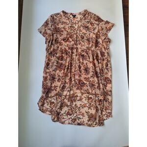 Torrid Size 4 Orange Floral Sheer Button Shirt Dress High Low